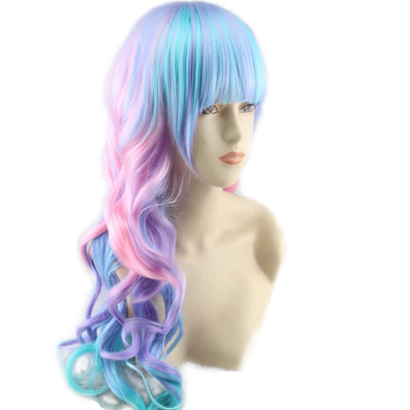 Парики в стиле Харадзюку для косплея длинные вьющиеся искусственные волосы