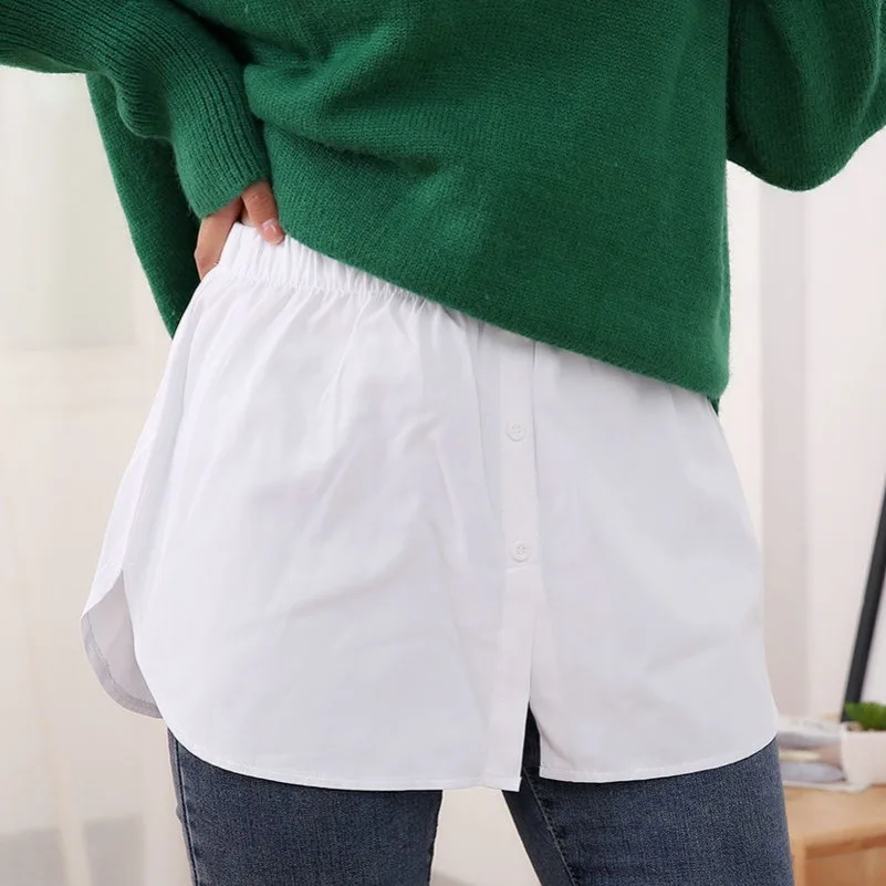 

2021NEW 2021 New Style Womens Fake Shirts Hem Underskirts Elastic High Waist Split Half Slips Skirts Hoodies Sweaters Extender
