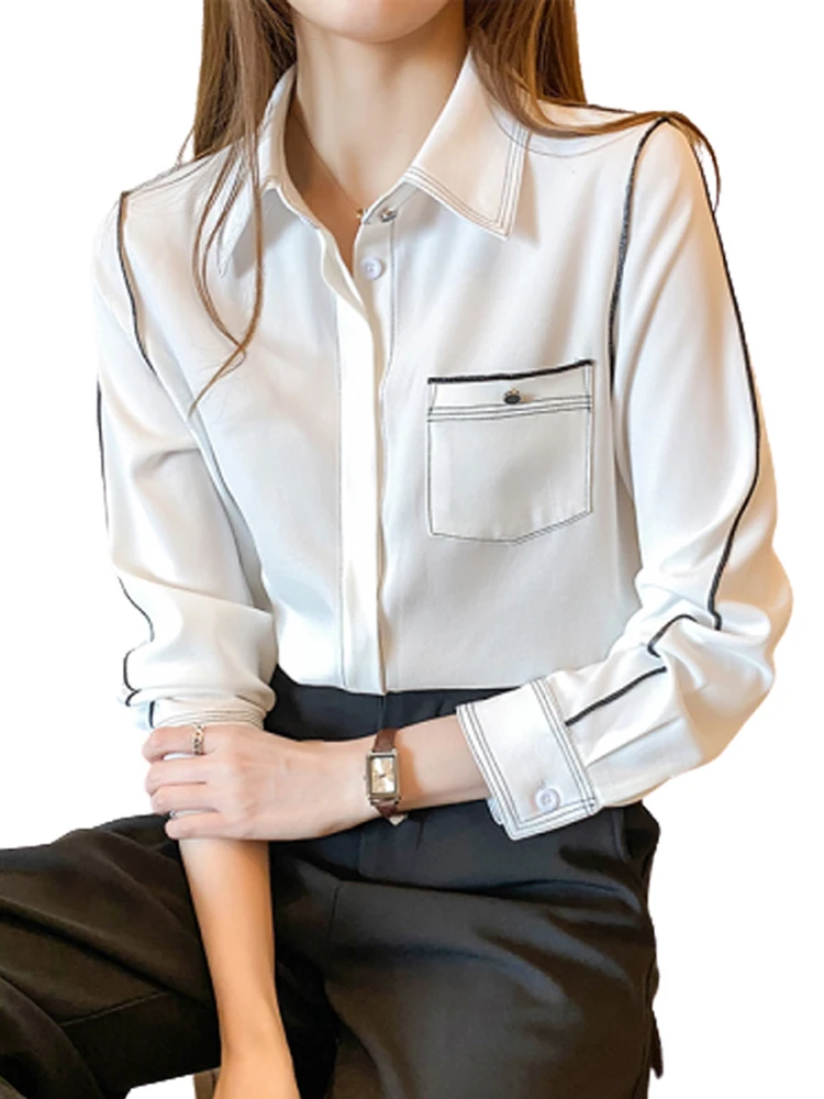 

Cheap wholesale 2021 spring summer autumn new fashion casual chiffon women shirt woman female OL button up shirt Vy1299