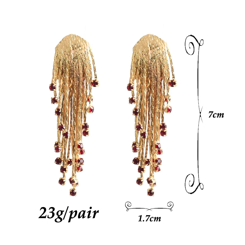 

New Arrival High-Quality Long Gold Metal Drop Earrings Jewelry Fashion Trend Crystals Accessories For Women Wholesale