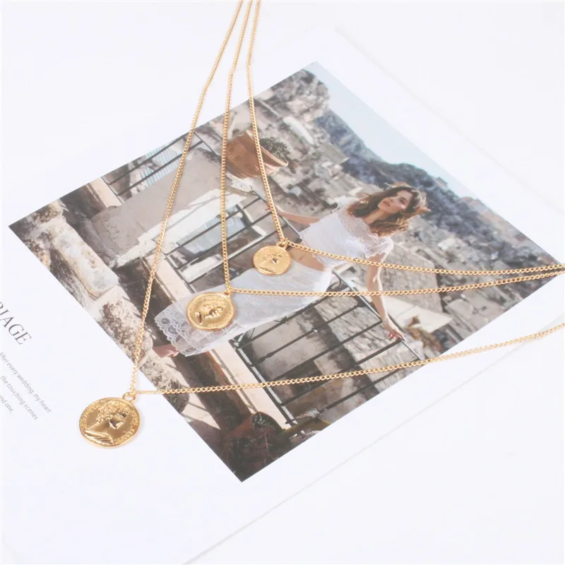 Ожерелье-чокер многослойное женское модное ожерелье с кулоном в виде головы