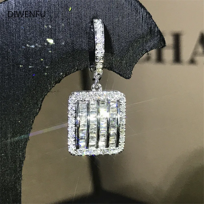 

2020 New Arrival Halo Real 925 Sterling Silver Earings Diamonds Square Jewelry for Women Anniversary Gift Women Fine Jewelry