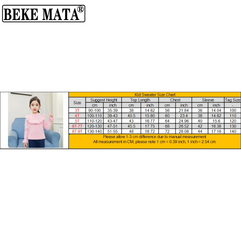 

Kids Sweaters Girls 2021 Spring Imitated Mink Knitted Pullover Child Girl Sweater Ruffle O-neck Children Sweaters 3-9 Years