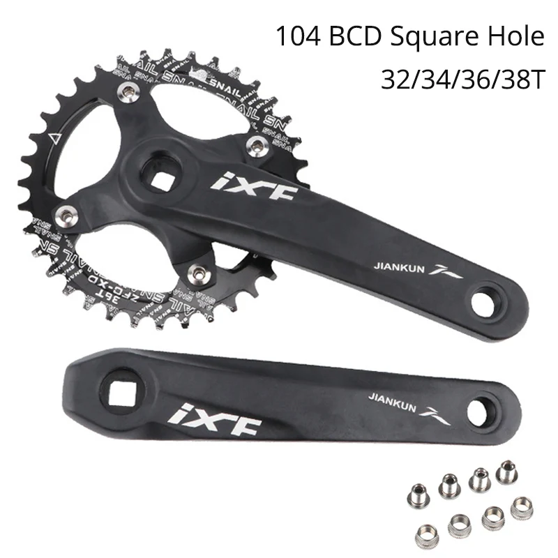 

Square Hole Mtb Crank 104 BCD 170mm Crank Arms for Bicycle with 32/34/36/38/40/42T Bike Crankset Narrow Crown Connecting Rod