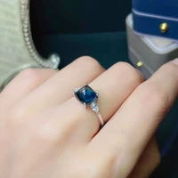 fashion suger loaf gemstone ring for party 8mm natural london blue topaz ring sterling silver topaz jewelry