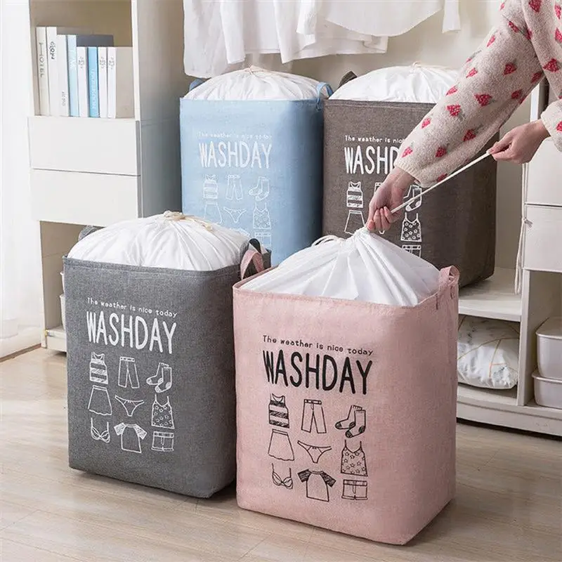 

Large-capacity foldable storage laundry basket,Hamper with Drawstring Cover Water-Proof Linen Toy Clothes Storage Basket