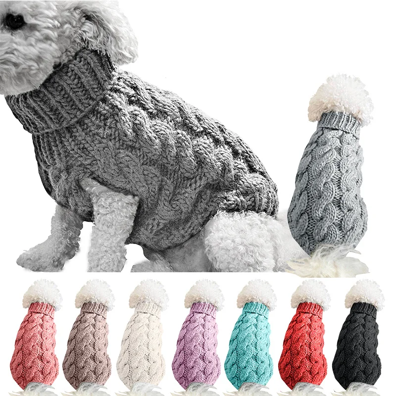 

Winter Knitted Dog Clothes Warm Jumper Sweater For Small Large Pet Clothing Coat Knitting Crochet Cloth Jersey Dropshipping