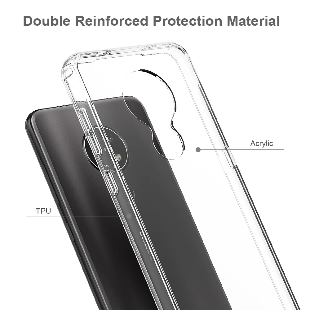 For Nokia7.2 Nokia 6.2 Acrylic + TPU Shockproof Transparent Armor Protective Back Cover Case |