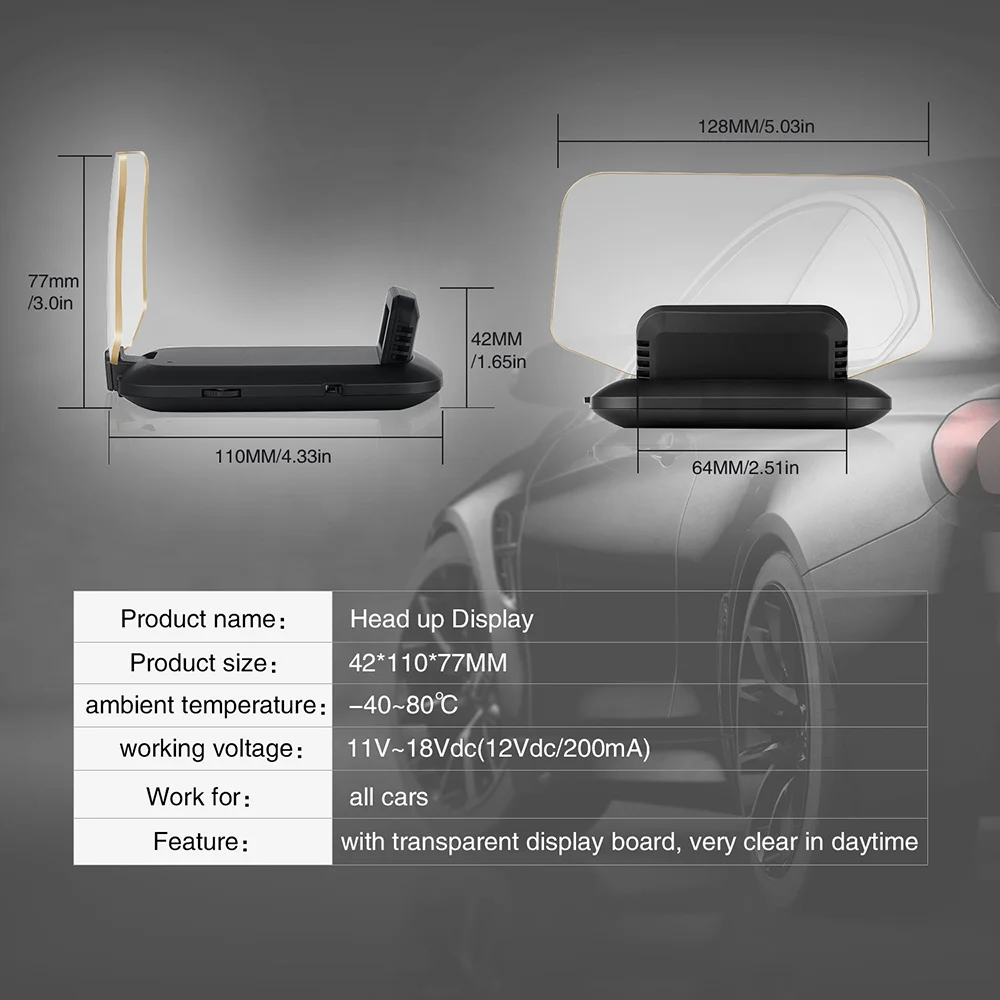 OHANEE C1 зеркало HUD 2020 Новый OBD2 + GPS двойной режим Head Up Display цифровой миль/ч KMH Спидометр