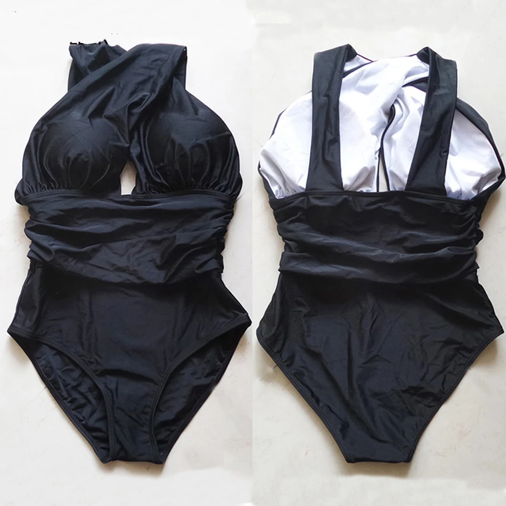 Женский сплошной купальный костюм большого размера 2019 женский для похудения 1