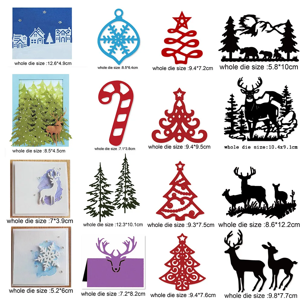 Metal Cutting Mould Christmas Snowman Fawn Scrapbook Template DIY Album Card Decoration Embossing Folder Die Cutting Tool Mould
