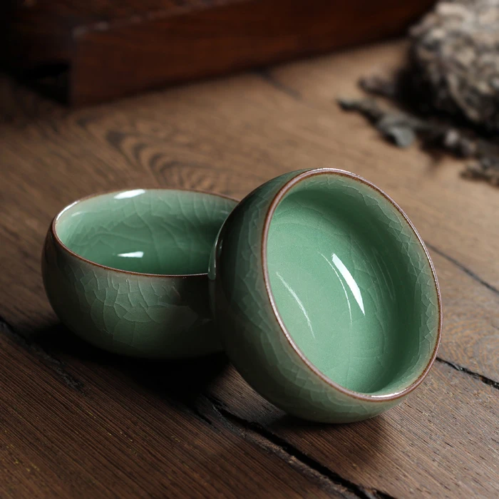 WIZAMONY 10 шт. Китайский Longquan Celadon Китайская гайвань чайная чашка чаша 45 мл Brother печной