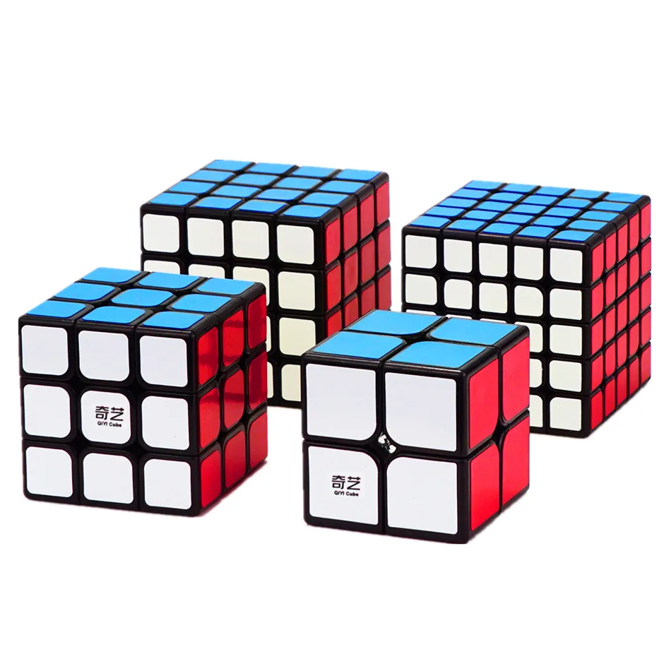 Qiyi скоростной куб набор магический включает 2x2 3x3x3 4x4x4 5x5 черный для тренировки