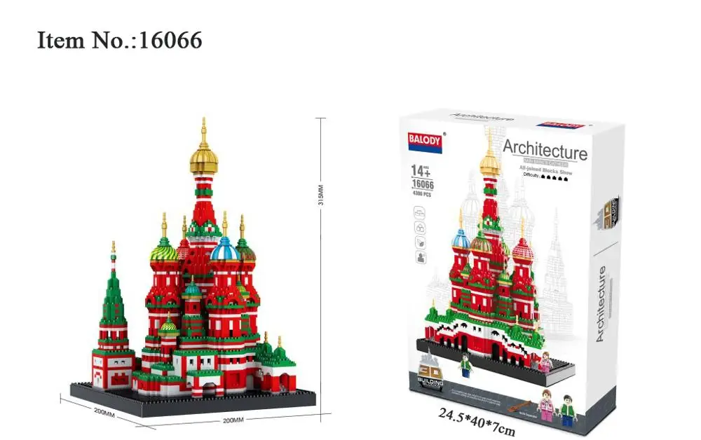 

Mini Diamond Blocks World Famous Architecture Model Building Toy Saint Basil's Cathedral for Children Gifts Compatible 16066