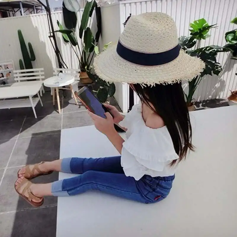 Джинсовая рубашка для девочек 3-8 лет с круглым вырезом | Мать и ребенок