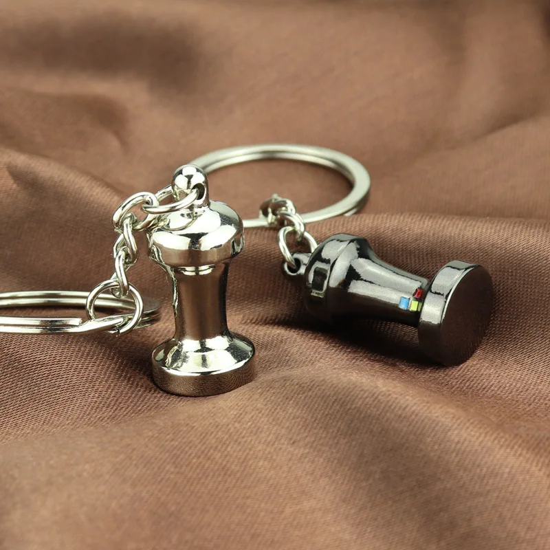 Imitation Portable Coffeeware Barista Coffee Keychain Metal Handle Moka Pitcher Cafe Machine Keyring Espresso Accessories Gift