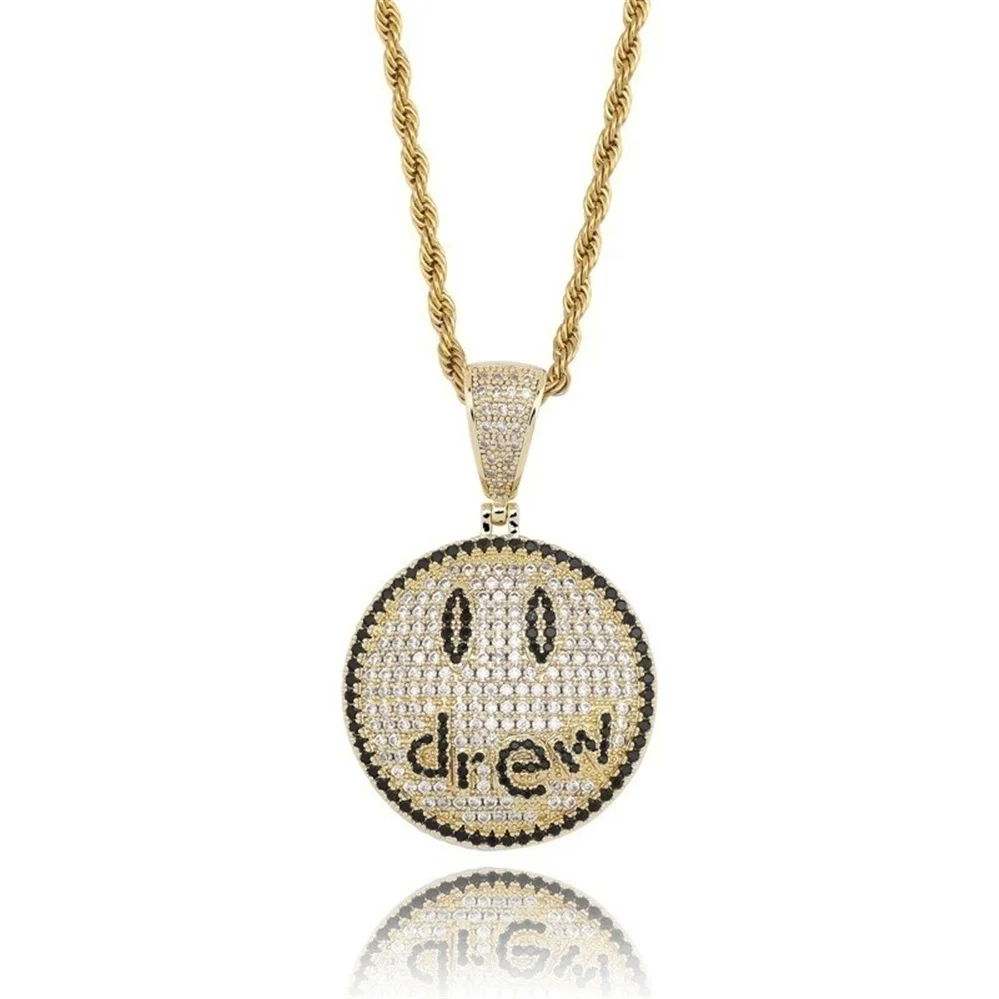 

New Fashion Trend Hip Hop Rock Round Pendant Necklace Men's and Women's Holiday Birthday Gift Jewelry Jewelry Wholesale