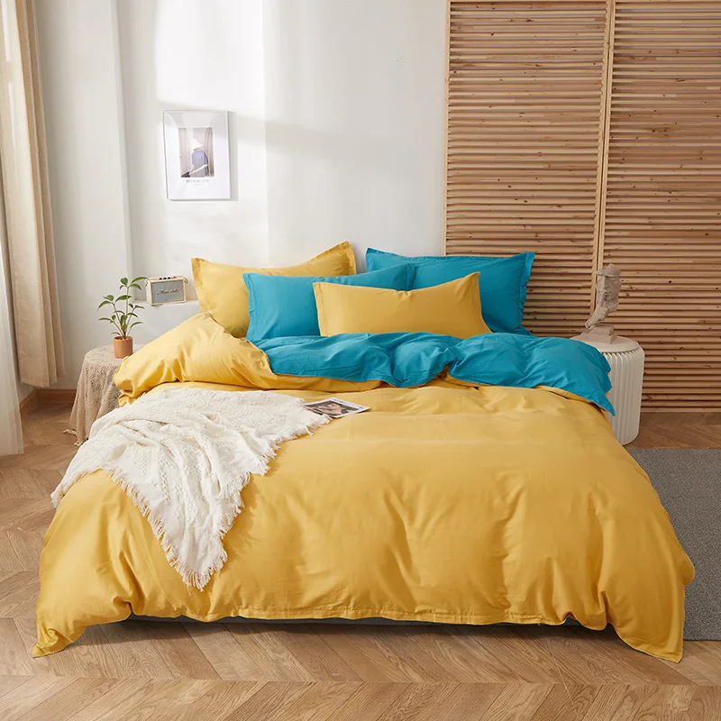 

New Four-piece Bedroom Bed Linen Set Light Luxury and Thick Pure Cotton Warm Quilt Fashionable and Simple Family Hotel Bed Set