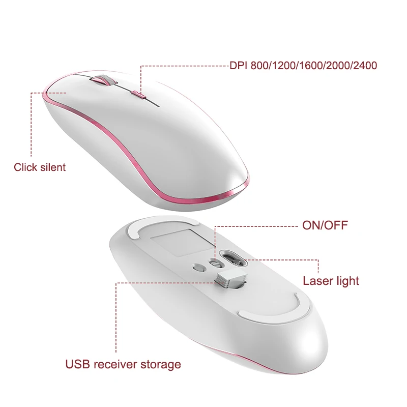 Беспроводная Бесшумная мышь FITONES 2 4 ГГц для ноутбука портативная мини бесшумная