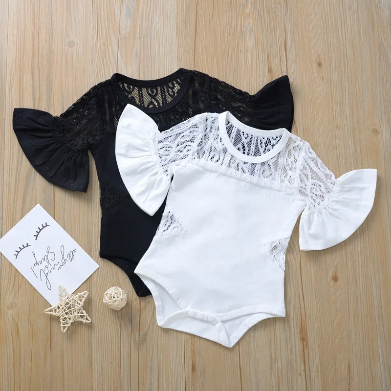 

2020 Summer Newborn Baby Infant Girls Bodysuits Lace Solid Toddler Girl Clothes Casual Romper Jumpsuit Casual Playsuit Outfits