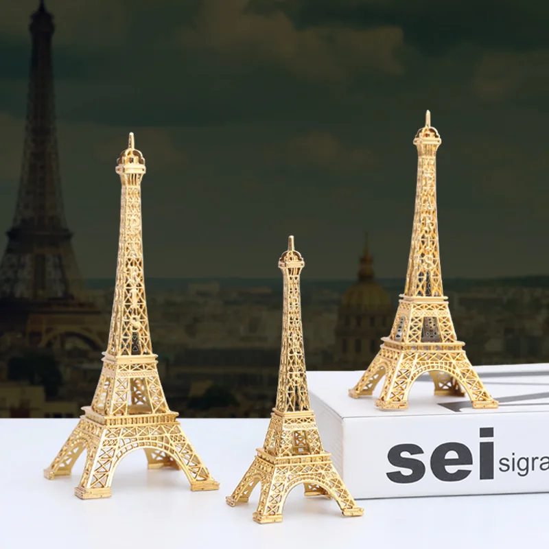 

Retro Golden Iron Paris Eiffel Tower Home Decoration World Famous Buildings Crafts Figurines Gift Wedding Decoration