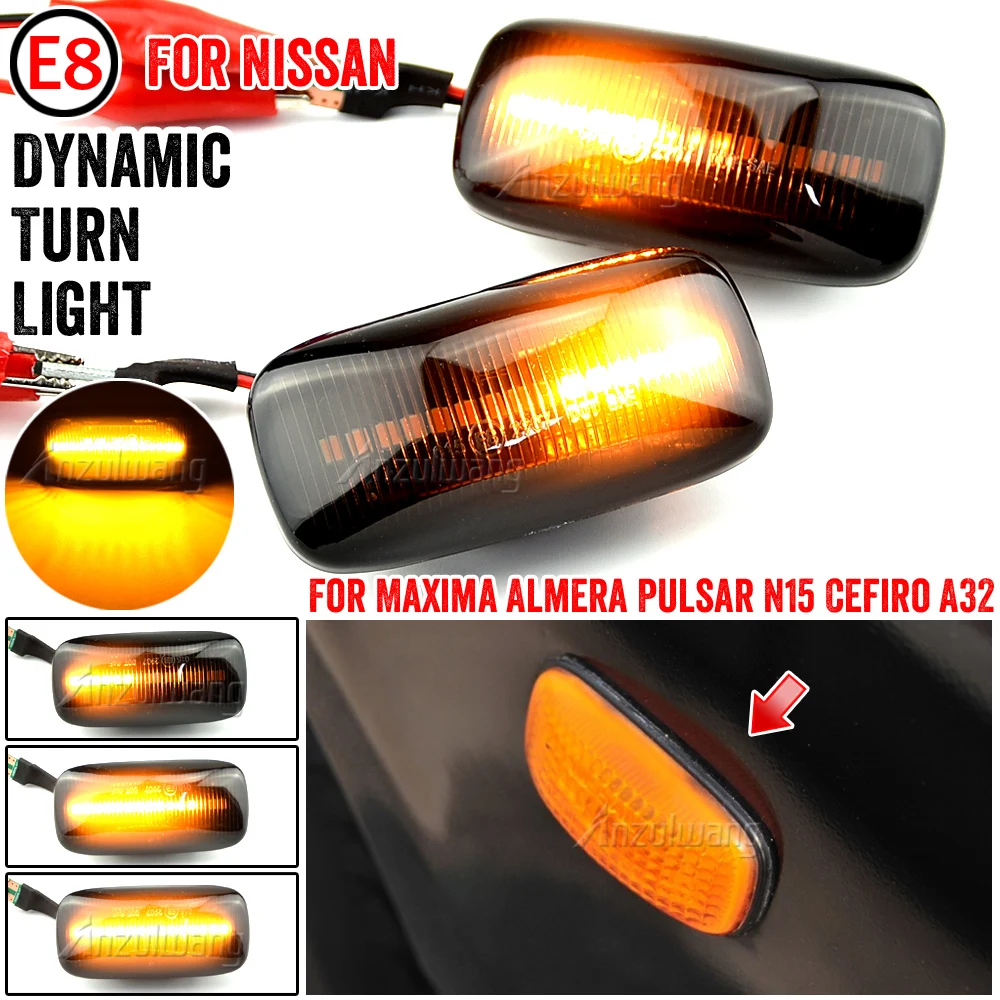 

2pcs Dynamic Side Marker Repeater Light Turn Signal Lights Lamp For Nissan Maxima Almera for Pulsar N15 Cefiro A32 1995-2000