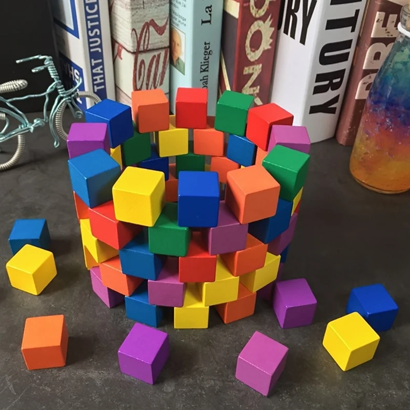 Деревянные кубики Монтессори сделай сам радужные блоки детские игрушки цветная