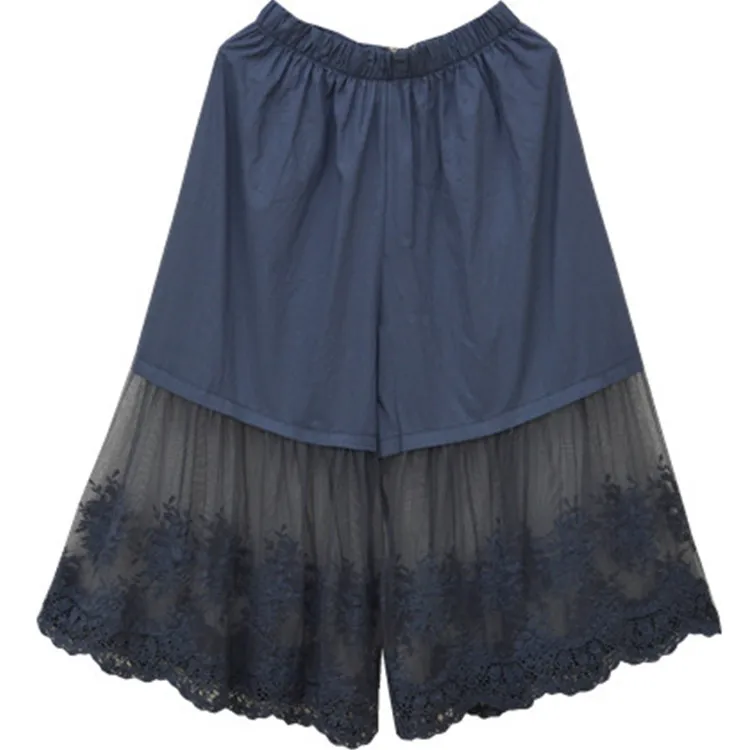 Японские Леггинсы в стиле ретро из чистого хлопка с кружевной вышивкой Mori Girl