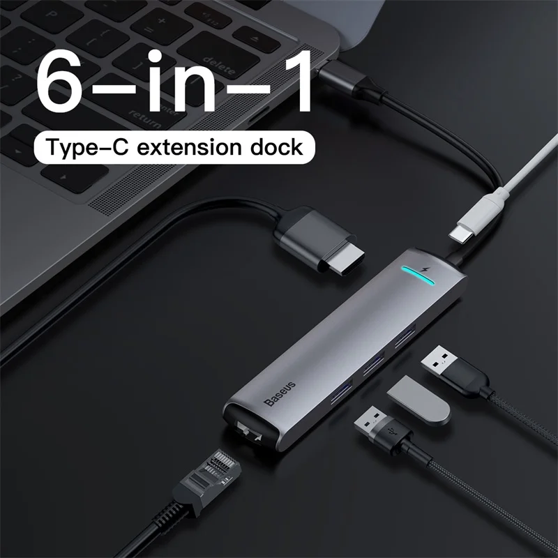 USB C концентратор Baseus type C для нескольких USB 3,0 концентратор HDMI адаптер док-станция для MacBook Pro huawei mate 30 USB-C 3,1 разветвитель порт type C концентратор