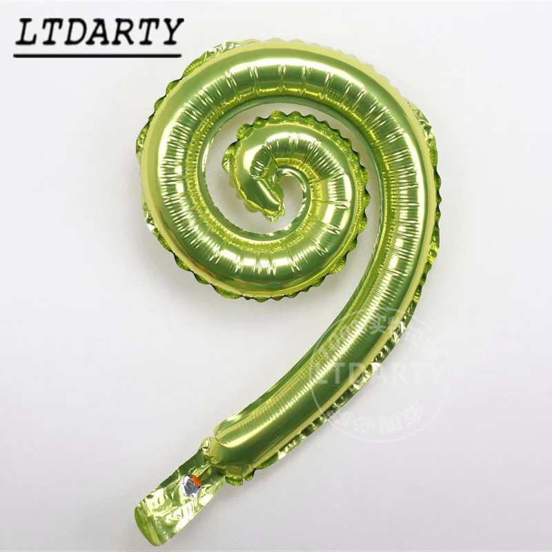 Light green 50 шт. красочные спиральные волнистые воздушные шары из фольги, семейные украшения на день рождения, свадьбу, наклейки на стену, надувные игрушки - Цвет: Light green