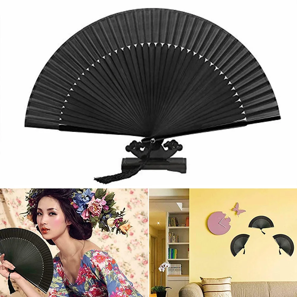 DIY домашний реквизит ручной работы складной украшение в форме веера черный