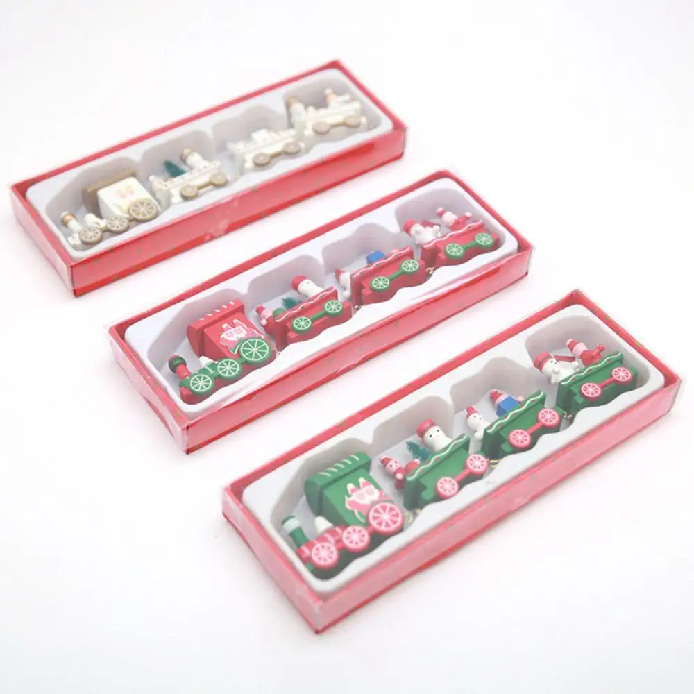 

New Christmas Train Painted Wooden Small Train Toys For Kids Gifts New Year Christmas Decoration For Home Kerst Decoraties