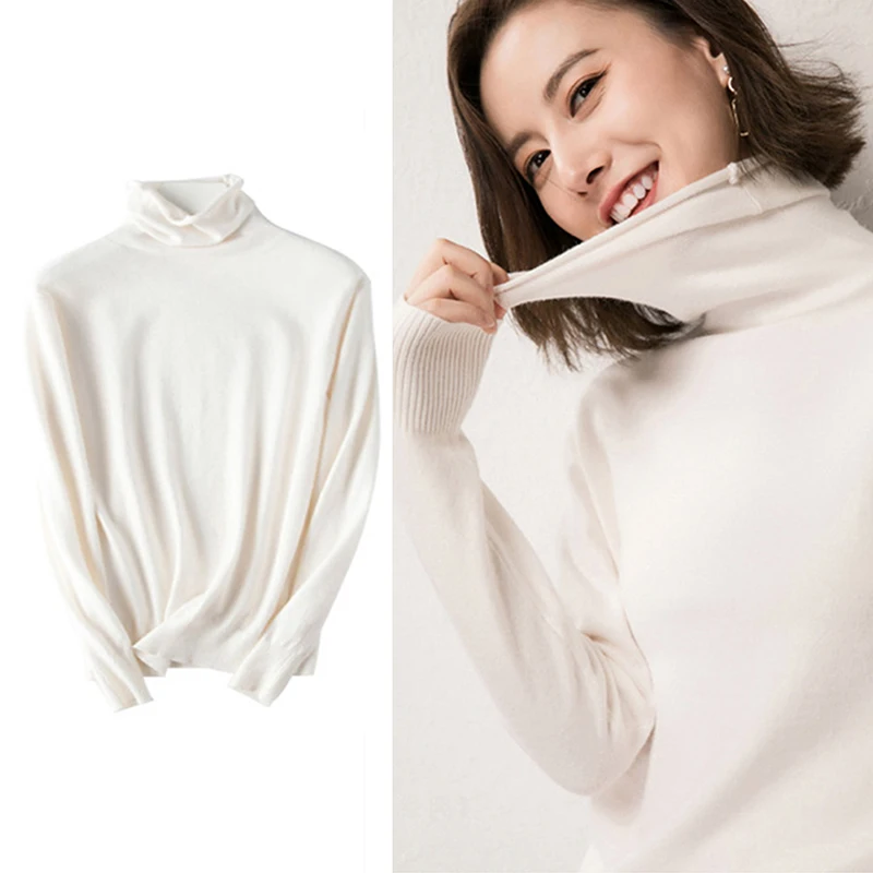 

Korean Version Of Lazy Wind Pile Pile Collar Base Sweater All-match Turtleneck Sweater Women