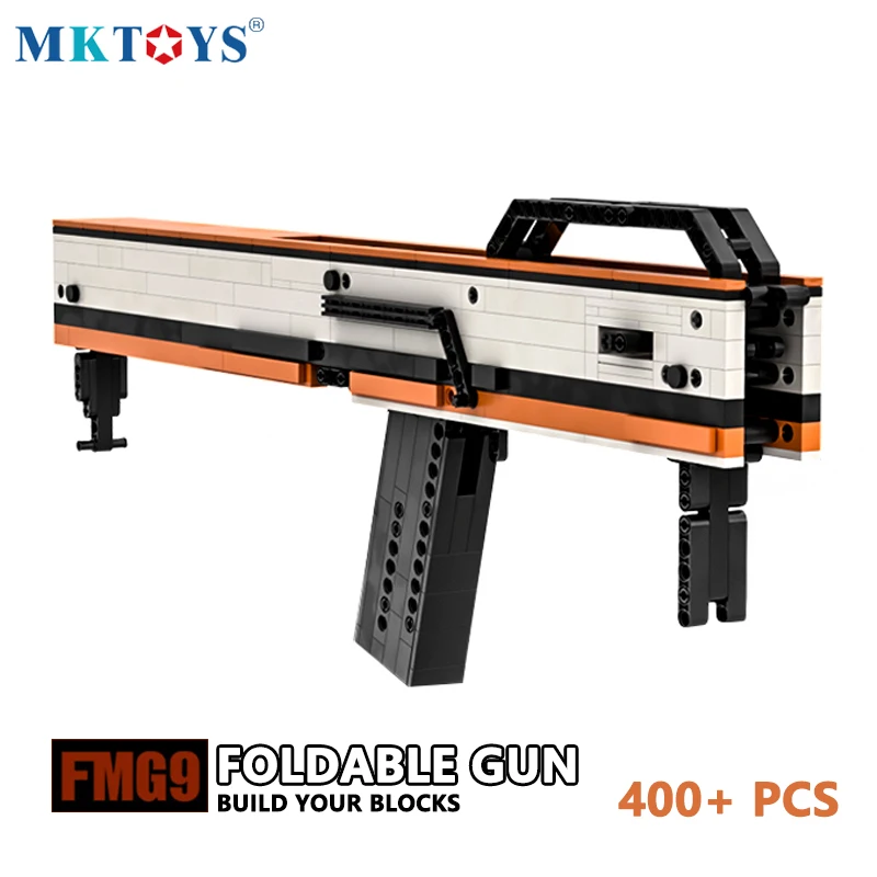 

MKTOYS FMG 9 Submachine Pistol Building Blocks Foldable Burst Gun Bricks with Bullet Military WW2 For Technical City Police Swat