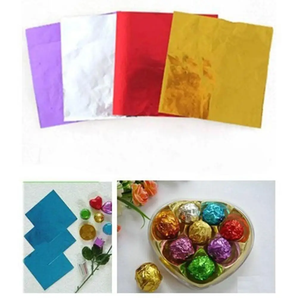 

100 шт. крафт-бумага градиент многоцветная алюминиевая фольга конфеты бумага шоколадные конфеты обертки день рождения украшения угощения су...