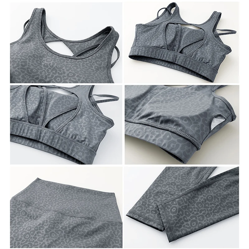 Новый комплект для йоги Женская одежда спортзала бюстгальтер леггинсы с высокой