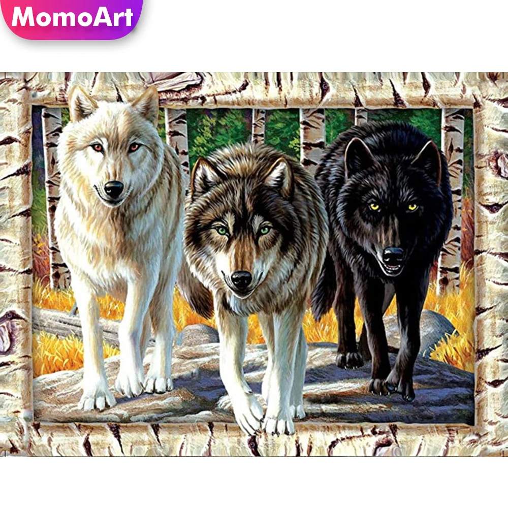 

Momoart DIY Diamond Painting Wolf Diamond Embroidery Animal Mosaic Cross Stitch Needlework Rhinestone Picture Decor For Home