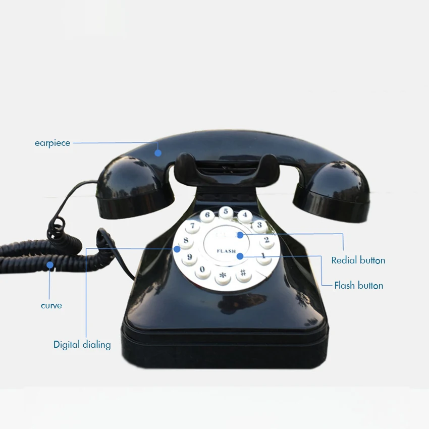 vintage landline phone retro landline corded telephone push button dialing desk telephone for home office decoration black free global shipping