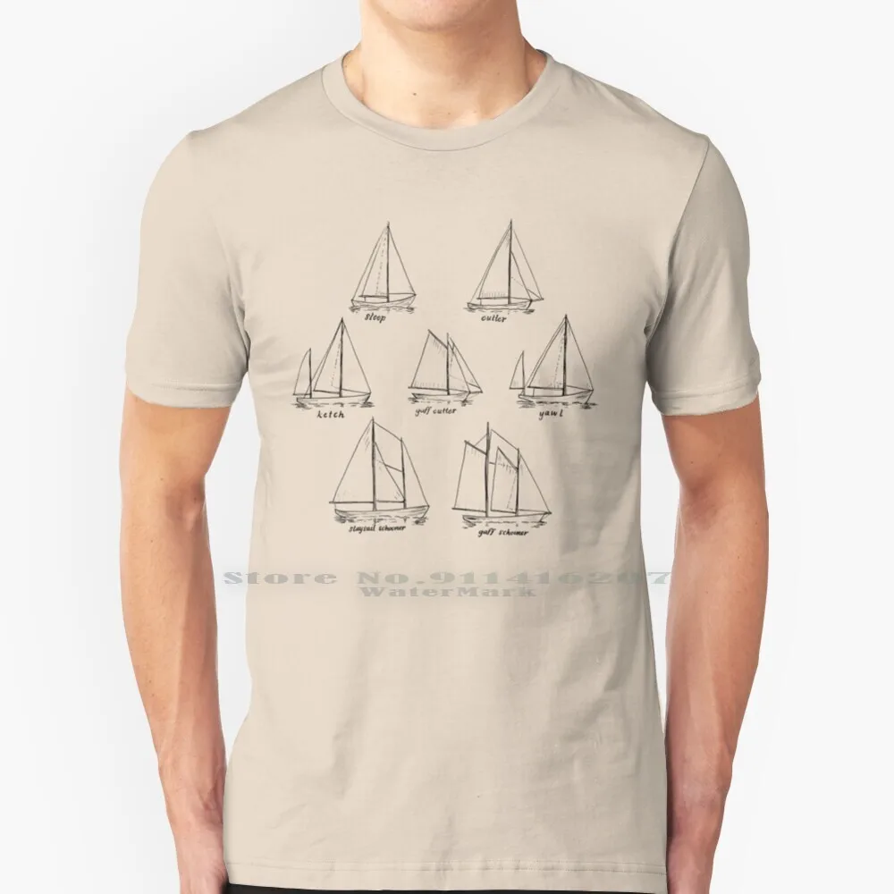 

Sailboat Types T Shirt 100% Pure Cotton Sailboat Ocean Sailing Boat Boats Sailboats Sea Sail Water Sailor Summer Travel Ship