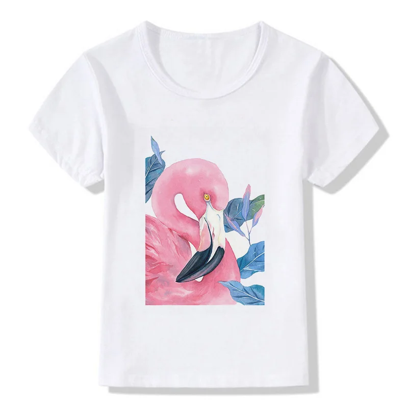 Новая летняя футболка для мальчиков детские фламинго с короткими рукавами и