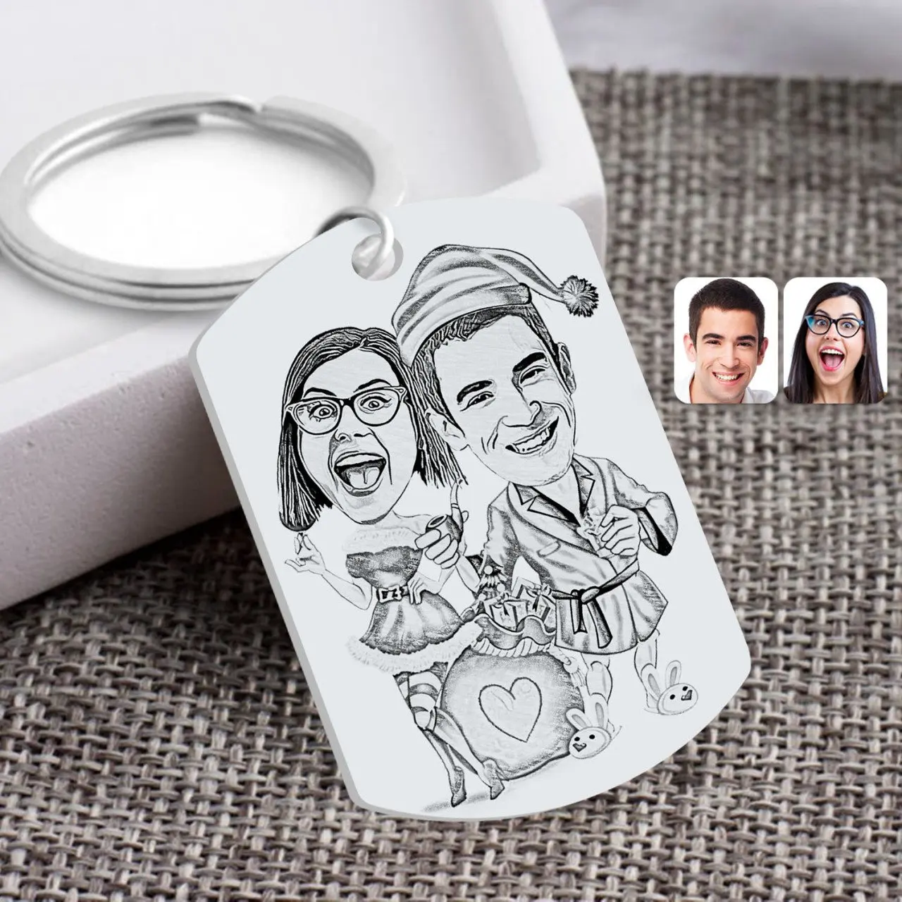 

Personalized Special Charcoal Christmas Double Caricature Of Plexi Anahtarlık-1