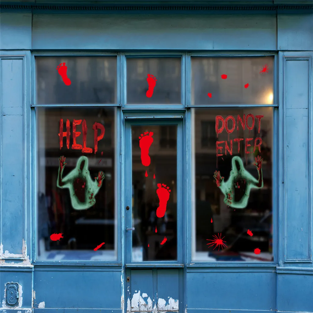 3D наклейка на дверь Хэллоуин ужасная спальня Настенная роспись обои наклейки