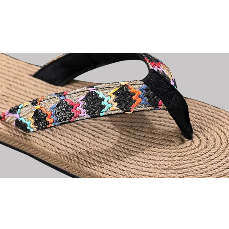 COSMAGIC/Новинка 2020 года летние женские вьетнамки из конопляной ткани модные пляжные