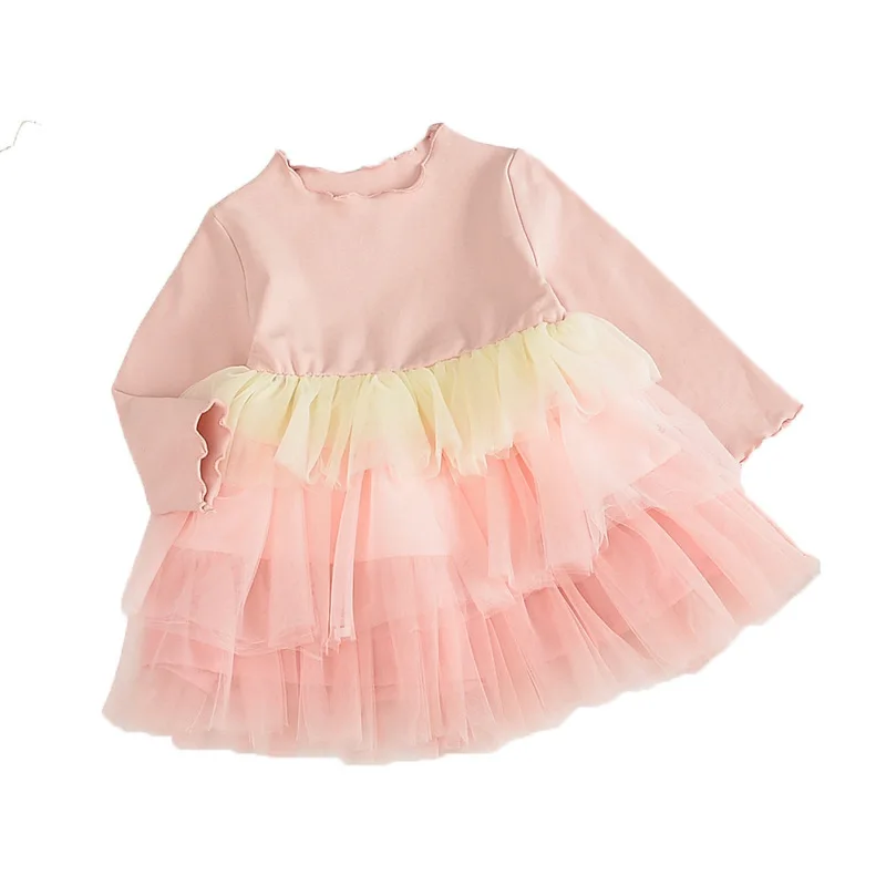 WLG/осенние платья для девочек Детское Сетчатое платье в стиле пэчворк Цвет серый