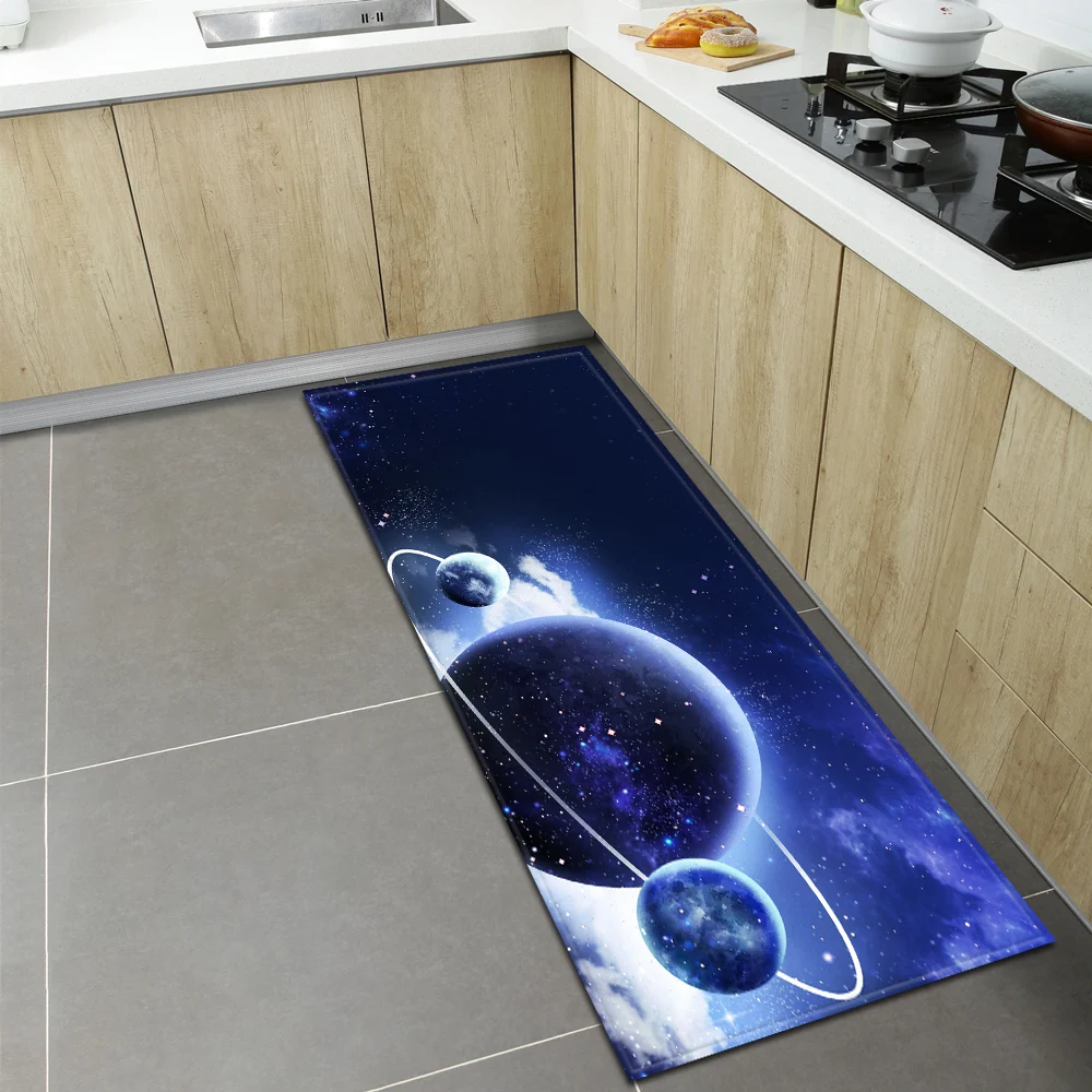 

Starry Sky Pattern Kitchen Carpet Entrance Doormat Home Bedroom Floor Anti-Slip Long Mat Bathroom Hallway Balcony Decoration Rug