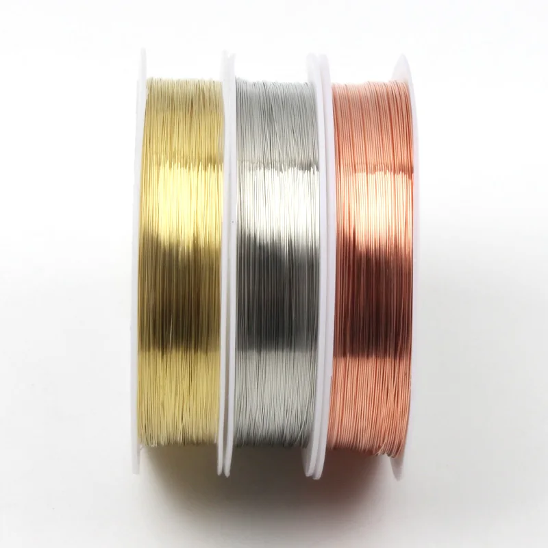 

Цветной Медный провод для бижутерии, золотисто-серебристый Цветной Медный провод для рукоделия, аксессуары для бижутерии, 0,2/0,3/0,4/0,5/0,6/0,8/1 мм