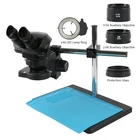 Бинокулярный микроскоп 7X-50X с зумом, 76 мм, фокусировочная подставка, 144 шт., набор светодиодсветильник для лабораторного наблюдения, пайки телефонов, печатных плат