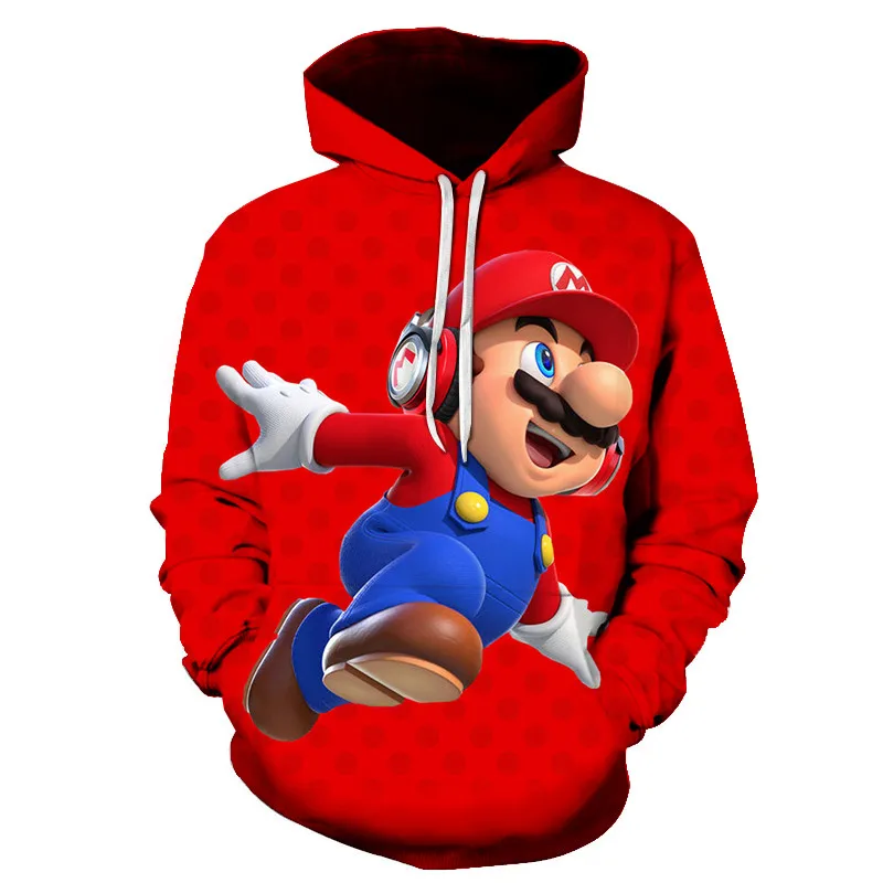 

Men Women Hoodies Hooded 3d Casual Hip Hop Mario Streetwear Cap Long Sleeves Sweatshirts Men/Women