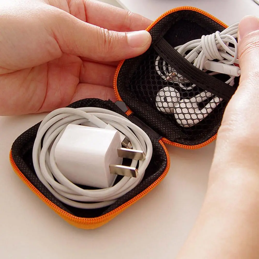 Органайзер для USB кабеля чехол наушников EVA квадратный портативный на молнии с