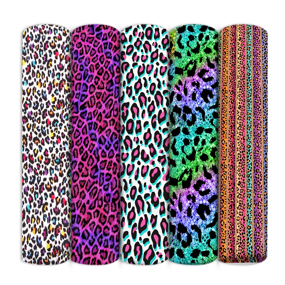 Радужная леопардовая ткань из полиэстера и хлопка для шитья ручной работы